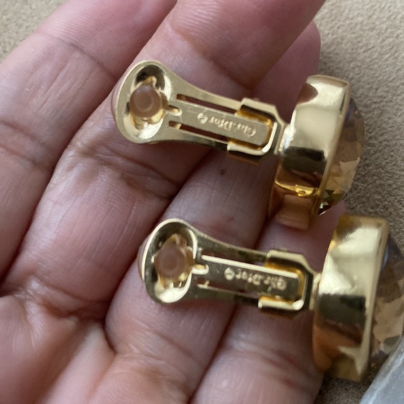 vintage Christian Dior gold crystal clip earrings - Picture 6 of 12